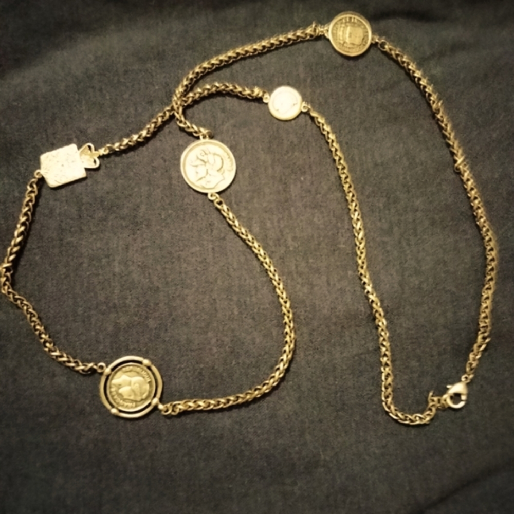 3 for💲25🌟Pirate coin (French, Spanish) necklace•brassy antique-style gold-tone